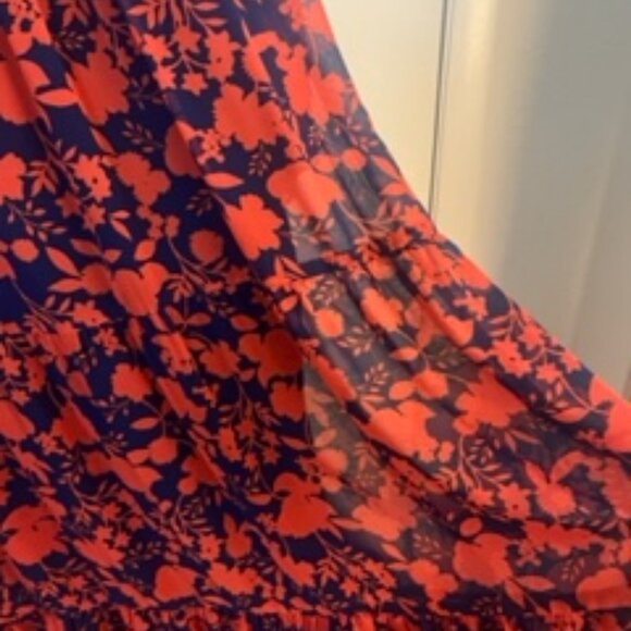 Julia Jordan Red and Dark Blue Chiffon Midi Dress - Picture 7 of 8